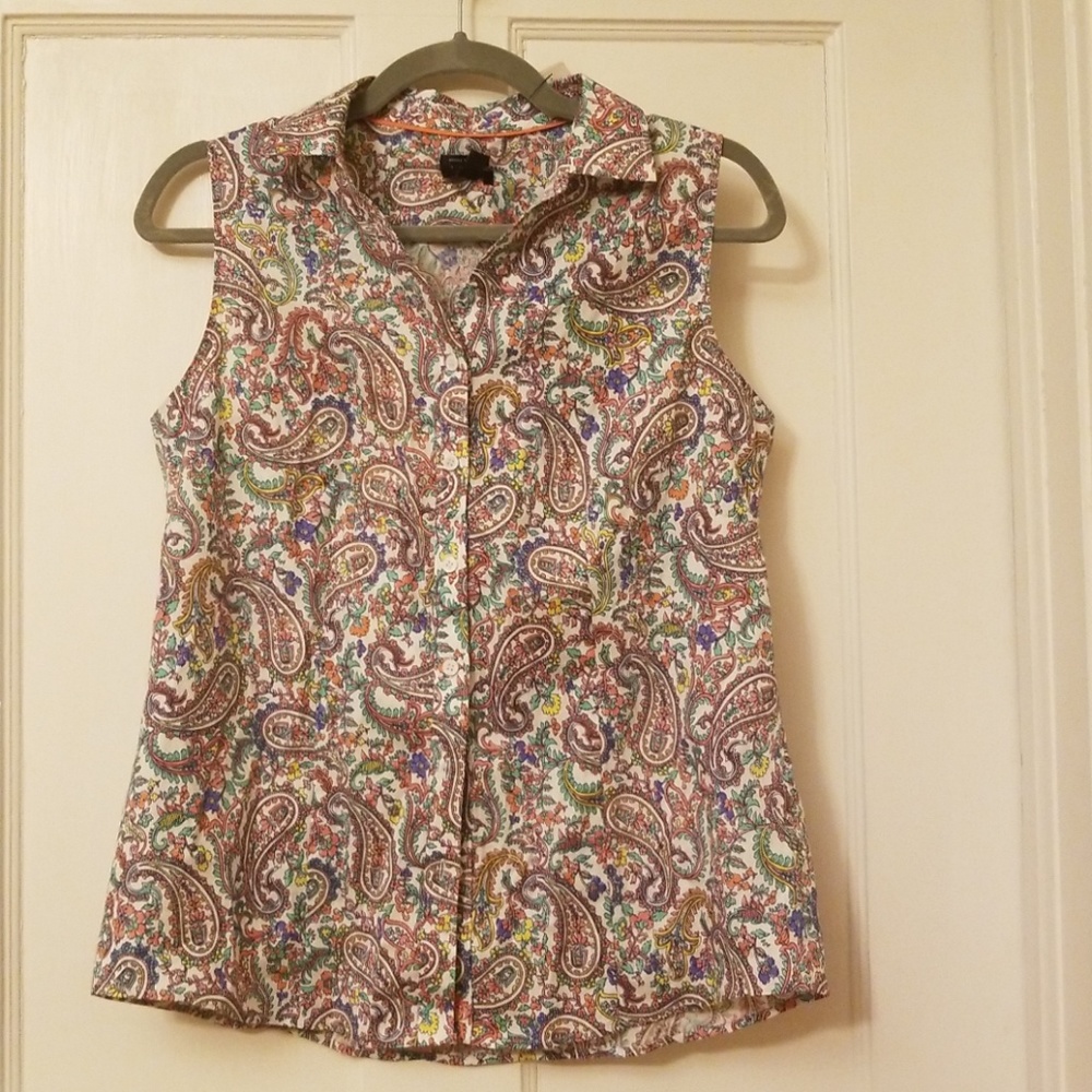 Talbots paisley button tank